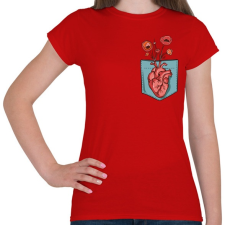 PRINTFASHION Virágzó szív - Női póló - Piros női póló