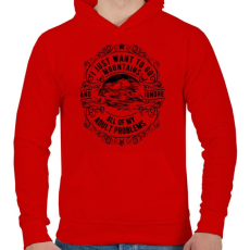 PRINTFASHION Vissza a hegyekbe - Férfi kapucnis pulóver - Piros