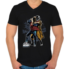 PRINTFASHION Vissza az ütembe - Férfi V-nyakú póló - Fekete