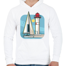PRINTFASHION Vitorlás hajó - Férfi kapucnis pulóver - Fehér férfi pulóver, kardigán