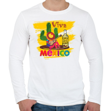PRINTFASHION Viva Mexico - Férfi hosszú ujjú póló - Fehér férfi póló