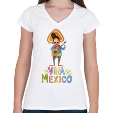 PRINTFASHION Viva Mexico_ - Női V-nyakú póló - Fehér