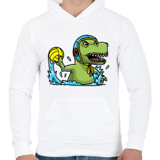 PRINTFASHION Vízilabdázó T-rex - Férfi kapucnis pulóver - Fehér