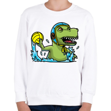 PRINTFASHION Vízilabdázó T-rex - Gyerek pulóver - Fehér gyerek pulóver, kardigán