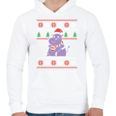 PRINTFASHION Vízilovas csúnya pulcsi - Férfi kapucnis pulóver - Fehér