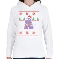 PRINTFASHION Vízilovas csúnya pulcsi - Női kapucnis pulóver - Fehér női pulóver, kardigán