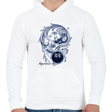 PRINTFASHION Vízöntő  - Férfi kapucnis pulóver - Fehér férfi pulóver, kardigán