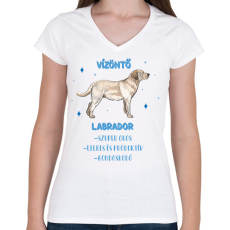 PRINTFASHION Vízöntő - Labrador - Női V-nyakú póló - Fehér