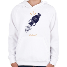 PRINTFASHION Vízöntő minta - Gyerek kapucnis pulóver - Fehér