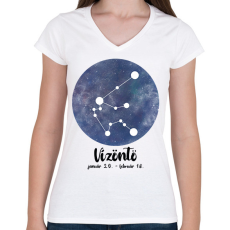 PRINTFASHION Vízöntő - Női V-nyakú póló - Fehér