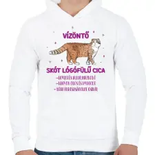 PRINTFASHION Vízöntő - Skót lógófülű cica - Férfi kapucnis pulóver - Fehér férfi pulóver, kardigán