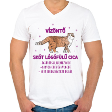 PRINTFASHION Vízöntő - Skót lógófülű cica - Férfi V-nyakú póló - Fehér