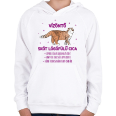 PRINTFASHION Vízöntő - Skót lógófülű cica - Gyerek kapucnis pulóver - Fehér
