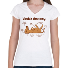PRINTFASHION Vizsla anatómia - Női V-nyakú póló - Fehér