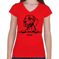 PRINTFASHION Vizsla - Női V-nyakú póló - Piros női póló