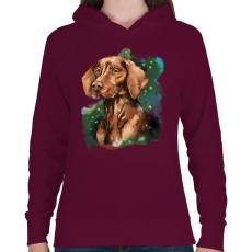 PRINTFASHION vizsla watercolor - Női kapucnis pulóver - Bordó