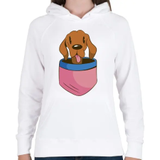 PRINTFASHION Vizsla zsebben - Női kapucnis pulóver - Fehér női pulóver, kardigán