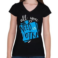 PRINTFASHION Vodka - Női V-nyakú póló - Fekete