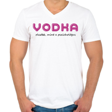 PRINTFASHION Vodka olcsóbb, mint a pszichológus - Férfi V-nyakú póló - Fehér férfi póló