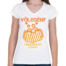 PRINTFASHION Vőlegény támogató csapat - Női V-nyakú póló - Fehér
