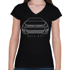 PRINTFASHION Volkswagen Golf GTI - Női V-nyakú póló - Fekete