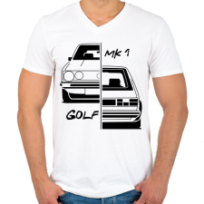 PRINTFASHION Volkswagen Golf MK1 - Férfi V-nyakú póló - Fehér férfi póló