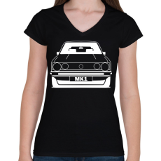 PRINTFASHION Volkswagen golf Mk1  - Női V-nyakú póló - Fekete