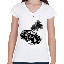 PRINTFASHION Volkswagen - Női V-nyakú póló - Fehér női póló