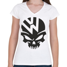 PRINTFASHION Volkswagen Skull - Női V-nyakú póló - Fehér