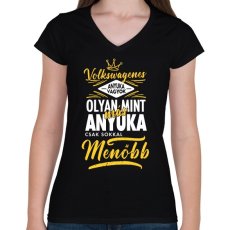 PRINTFASHION Volkswagenes anyuka - Női V-nyakú póló - Fekete