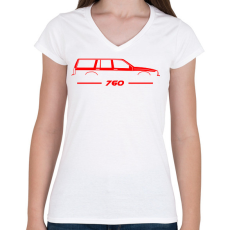 PRINTFASHION Volvo 760 (3) - Női V-nyakú póló - Fehér