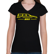 PRINTFASHION Volvo 850 Yellow - Női V-nyakú póló - Fekete