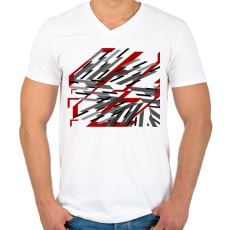 PRINTFASHION Vonalak - Férfi V-nyakú póló - Fehér