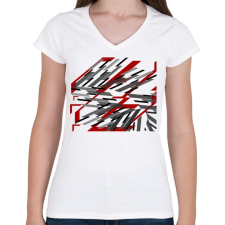 PRINTFASHION Vonalak - Női V-nyakú póló - Fehér női póló