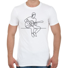 PRINTFASHION Vonalas gitáros minta - Férfi póló - Fehér férfi póló
