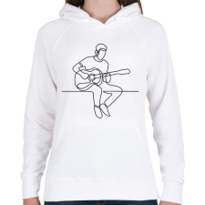 PRINTFASHION Vonalas gitáros minta - Női kapucnis pulóver - Fehér női pulóver, kardigán