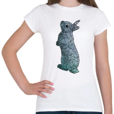 PRINTFASHION Vonalrajz nyuszi - kékeszöld - Női póló - Fehér
