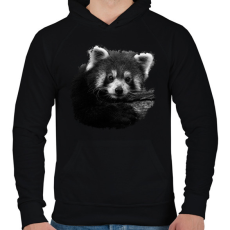 PRINTFASHION Vörös panda (fekete-fehér újság) - Férfi kapucnis pulóver - Fekete