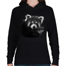 PRINTFASHION Vörös panda (fekete-fehér újság) - Női kapucnis pulóver - Fekete