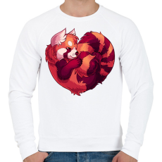 PRINTFASHION Vörös panda szív - Férfi pulóver - Fehér