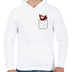 PRINTFASHION Vörös panda zsebben - Férfi kapucnis pulóver - Fehér