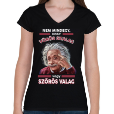 PRINTFASHION Vörös szalag?! - Női V-nyakú póló - Fekete