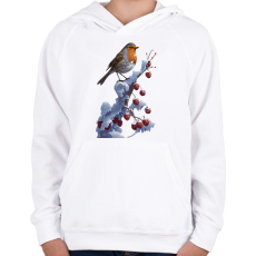 PRINTFASHION Vörösbegy - Gyerek kapucnis pulóver - Fehér