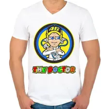 PRINTFASHION VR46 The Doctor - Férfi V-nyakú póló - Fehér férfi póló