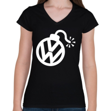 PRINTFASHION VW Bomb  - Női V-nyakú póló - Fekete