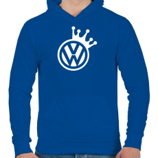 PRINTFASHION VW Király (fehér) - Férfi kapucnis pulóver - Királykék