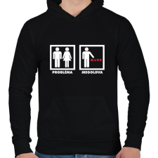 PRINTFASHION VW Probélma Megoldva - Férfi kapucnis pulóver - Fekete férfi pulóver, kardigán