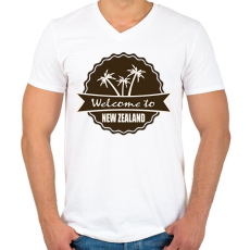 PRINTFASHION W New Zeland - Férfi V-nyakú póló - Fehér