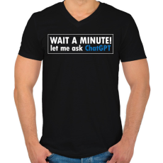 PRINTFASHION Wait a minute - Férfi V-nyakú póló - Fekete