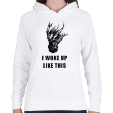 PRINTFASHION WAKE UP DRAGON - Női kapucnis pulóver - Fehér